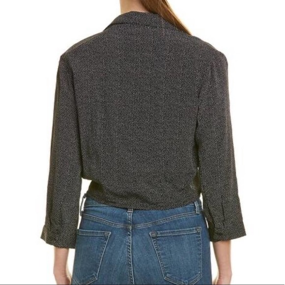 Sage the Label Women's Black/White Micro Dot La Bamba Button/Tie Front Top sz L - Picture 2 of 8